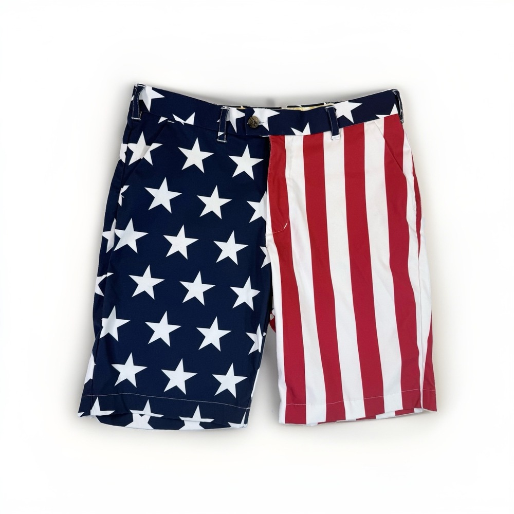 Loudmouth Golf Shorts Men 34 American Flag Stars Stripes Patriotic USA 11" NWOT